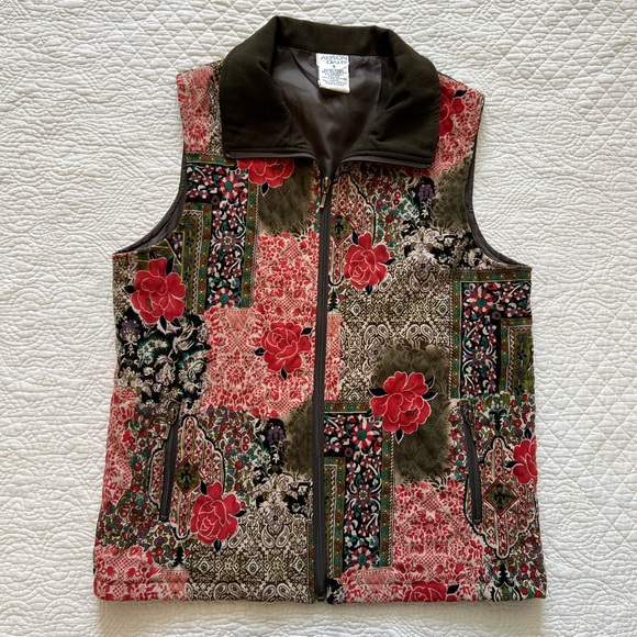Allison Daley, Vintage floral quilted zip up vest, size 8 - Picture 1 of 9